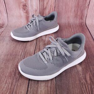 Kizik Lima Womens 7.5 Mens 6 Gray White Knit Hands Free Slip On Sneakers